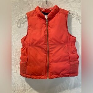 Gymboree Falling for Feathers Coral Pink Orange Puffer Vest size S 5/6 girls